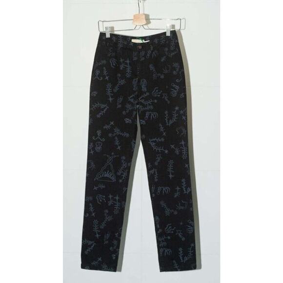 Paloma Wool sz 36 Pants Black Veneno Black Astrid Terrazas Drawn Print US 2 / 4 - Picture 1 of 11